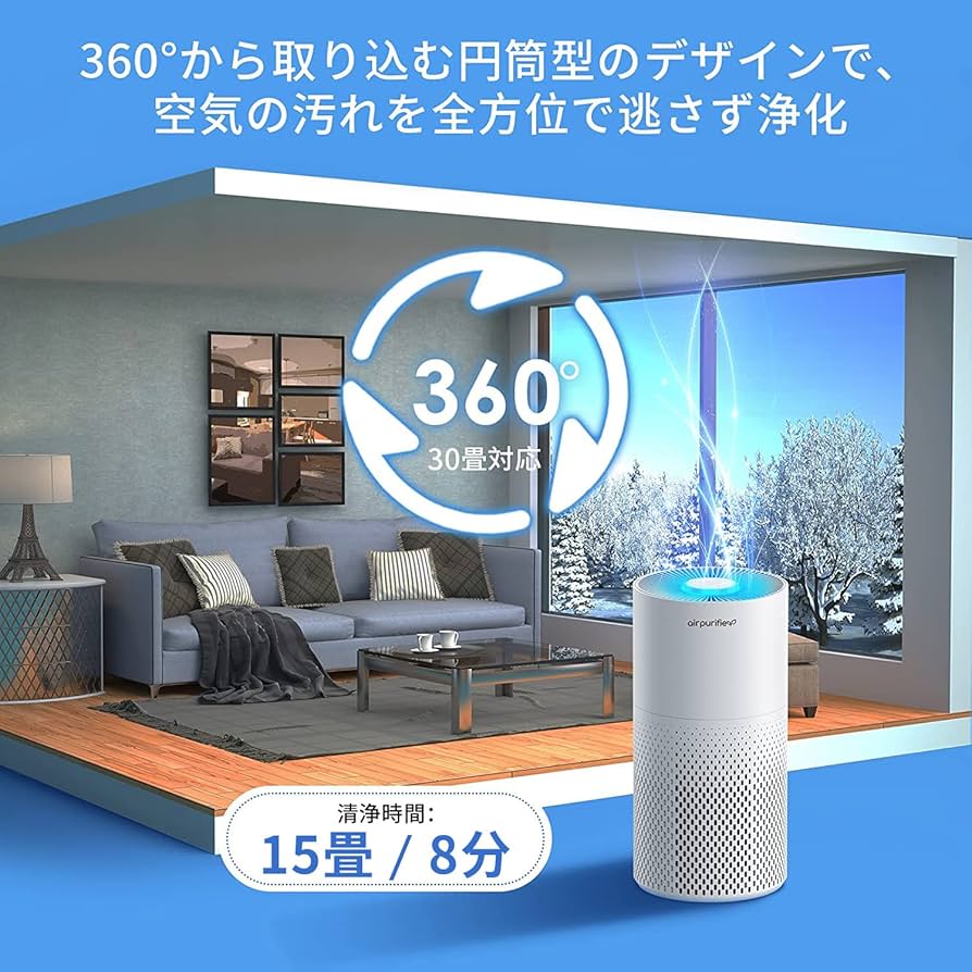 空気清浄機 25畳 花粉症 マイナスイオン アレルギー 小型 3段階風量